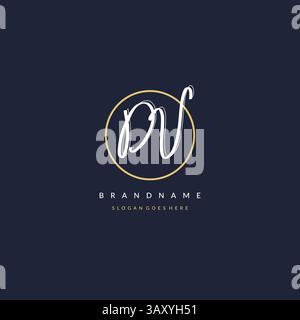 Initial letter DV logo monogram feminine style with circle line design ideas vector graphic Stock Vector