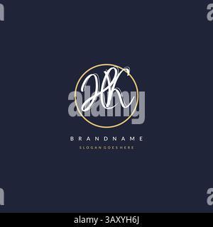 Initial letter HK logo monogram feminine style with circle line design ideas vector graphic Stock Vector