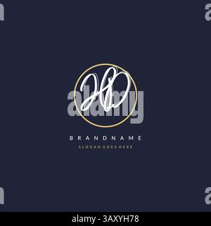 Initial letter HD logo monogram feminine style with circle line design ideas vector graphic Stock Vector