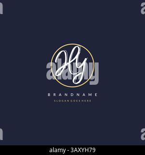 Initial letter HY logo monogram feminine style with circle line design ideas vector graphic Stock Vector