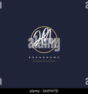 Initial letter HN logo monogram feminine style with circle line design ideas vector graphic Stock Vector