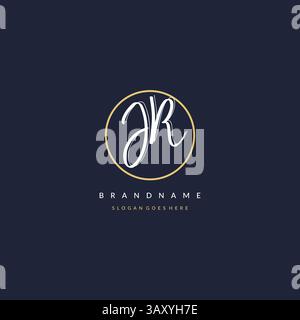 Initial letter JR logo monogram feminine style with circle line design ideas vector graphic Stock Vector