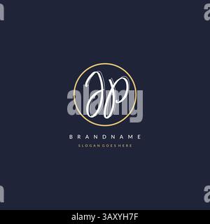 Initial letter JP logo monogram feminine style with circle line design ideas vector graphic Stock Vector