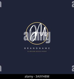 Initial letter JM logo monogram feminine style with circle line design ideas vector graphic Stock Vector