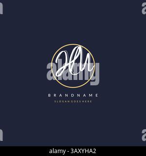 Initial letter HM logo monogram feminine style with circle line design ideas vector graphic Stock Vector