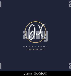 Initial letter JX logo monogram feminine style with circle line design ideas vector graphic Stock Vector
