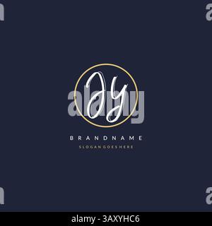 Initial letter JY logo monogram feminine style with circle line design ideas vector graphic Stock Vector