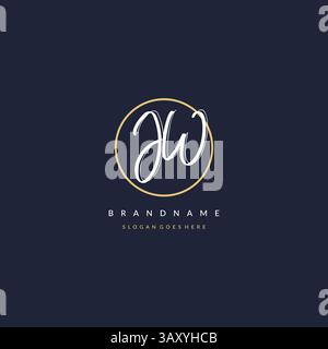 Initial letter JW logo monogram feminine style with circle line design ideas vector graphic Stock Vector