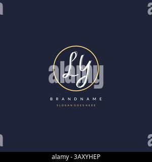 Initial letter LY logo monogram feminine style with circle line design ideas vector graphic Stock Vector