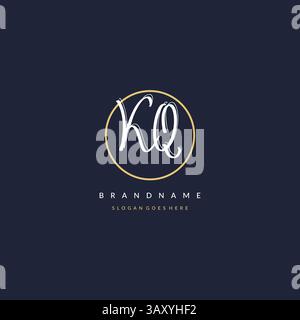Initial letter KQ logo monogram feminine style with circle line design ideas vector graphic Stock Vector