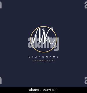 Initial letter MK logo monogram feminine style with circle line design ideas vector graphic Stock Vector