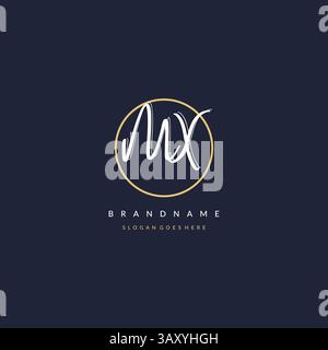 Initial letter MX logo monogram feminine style with circle line design ideas vector graphic Stock Vector