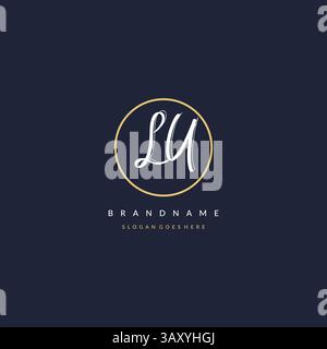 Initial letter LU logo monogram feminine style with circle line design ideas vector graphic Stock Vector