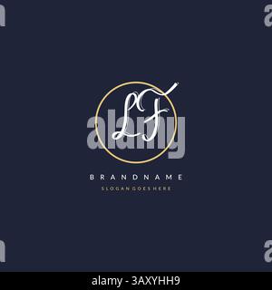 Initial letter LF logo monogram feminine style with circle line design ideas vector graphic Stock Vector
