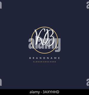 Initial letter KB logo monogram feminine style with circle line design ideas vector graphic Stock Vector