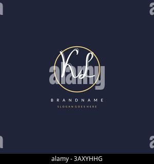 Initial letter KL logo monogram feminine style with circle line design ideas vector graphic Stock Vector