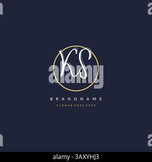 Initial letter KS logo monogram feminine style with circle line design ideas vector graphic Stock Vector