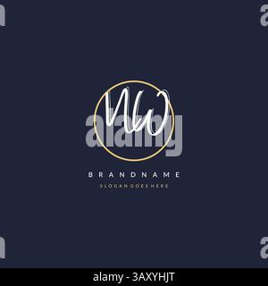 Initial letter NW logo monogram feminine style with circle line design ideas vector graphic Stock Vector