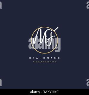 Initial letter MF logo monogram feminine style with circle line design ideas vector graphic Stock Vector