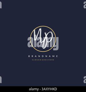 Initial letter NP logo monogram feminine style with circle line design ideas vector graphic Stock Vector
