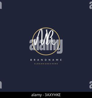 Initial letter MR logo monogram feminine style with circle line design ideas vector graphic Stock Vector