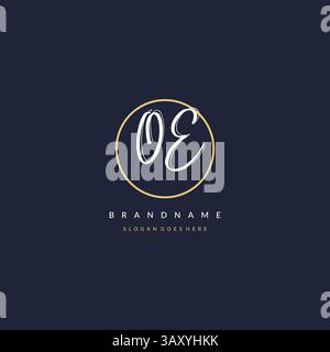 Initial letter OE logo monogram feminine style with circle line design ideas vector graphic Stock Vector