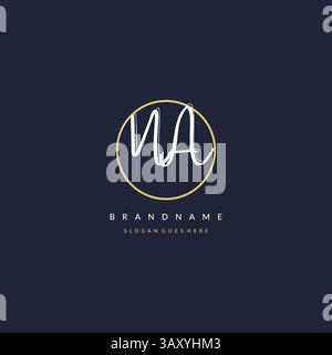 Initial letter NA logo monogram feminine style with circle line design ideas vector graphic Stock Vector