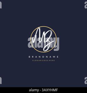 Initial letter MZ logo monogram feminine style with circle line design ideas vector graphic Stock Vector