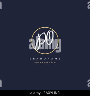 Initial letter PO logo monogram feminine style with circle line design ideas vector graphic Stock Vector