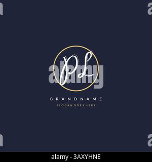 Initial letter PL logo monogram feminine style with circle line design ideas vector graphic Stock Vector
