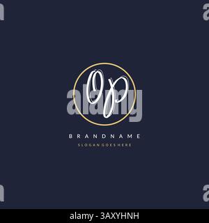 Initial letter OP logo monogram feminine style with circle line design ideas vector graphic Stock Vector
