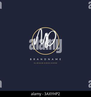Initial letter MD logo monogram feminine style with circle line design ideas vector graphic Stock Vector