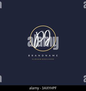 Initial letter PI logo monogram feminine style with circle line design ideas vector graphic Stock Vector