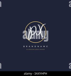 Initial letter PX logo monogram feminine style with circle line design ideas vector graphic Stock Vector