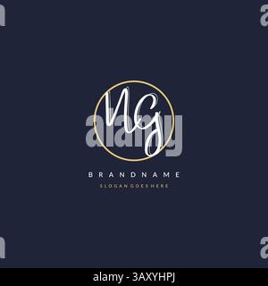 Initial letter NG logo monogram feminine style with circle line design ideas vector graphic Stock Vector