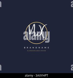 Initial letter NX logo monogram feminine style with circle line design ideas vector graphic Stock Vector