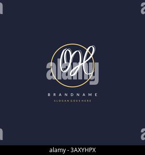 Initial letter OH logo monogram feminine style with circle line design ideas vector graphic Stock Vector