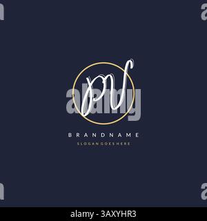 Initial letter PV logo monogram feminine style with circle line design ideas vector graphic Stock Vector
