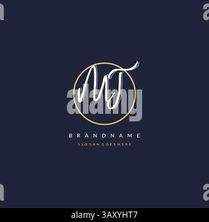 Initial letter MT logo monogram feminine style with circle line design ideas vector graphic Stock Vector