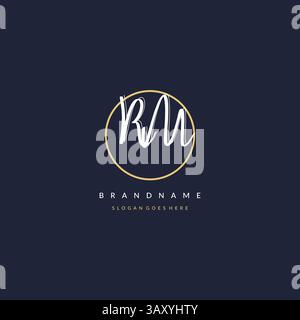 Initial letter RM logo monogram feminine style with circle line design ideas vector graphic Stock Vector