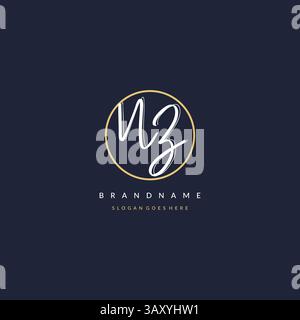 Initial letter NZ logo monogram feminine style with circle line design ideas vector graphic Stock Vector