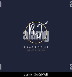 Initial letter RT logo monogram feminine style with circle line design ideas vector graphic Stock Vector