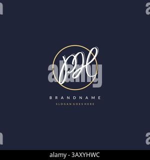 Initial letter PH logo monogram feminine style with circle line design ideas vector graphic Stock Vector