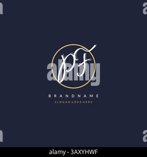 Initial letter PF logo monogram feminine style with circle line design ideas vector graphic Stock Vector