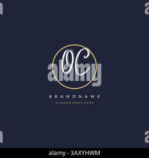 Initial letter OC logo monogram feminine style with circle line design ideas vector graphic Stock Vector