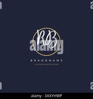 Initial letter RB logo monogram feminine style with circle line design ideas vector graphic Stock Vector