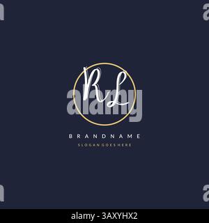 Initial letter RL logo monogram feminine style with circle line design ideas vector graphic Stock Vector