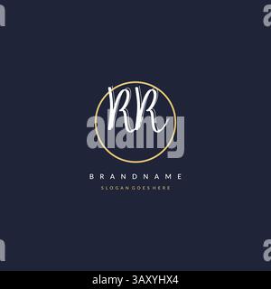 Initial letter RR logo monogram feminine style with circle line design ideas vector graphic Stock Vector