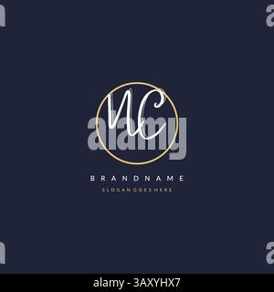 Initial letter NC logo monogram feminine style with circle line design ideas vector graphic Stock Vector