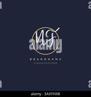 Initial letter NF logo monogram feminine style with circle line design ideas vector graphic Stock Vector